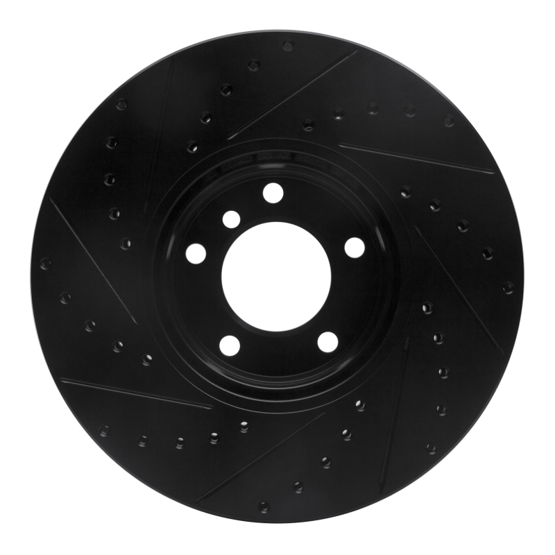 BMW 530I Brake Rotor (1) - Front Right - R1 Concepts - Drilled & Slotted - Black - `00-`03